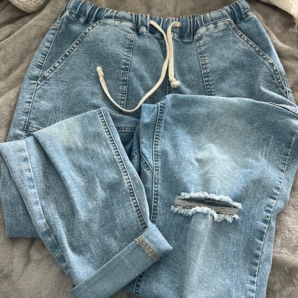 Jeans Elastic Band Jeans With Tie Poshmark